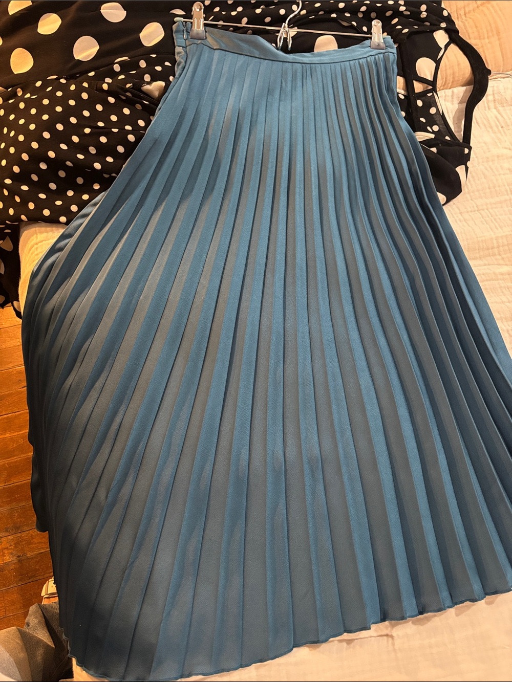 Zara Teal Pleated A-Line Skirt
